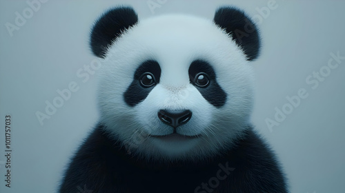 Cute Panda Bear Close Up Portrait Illustration