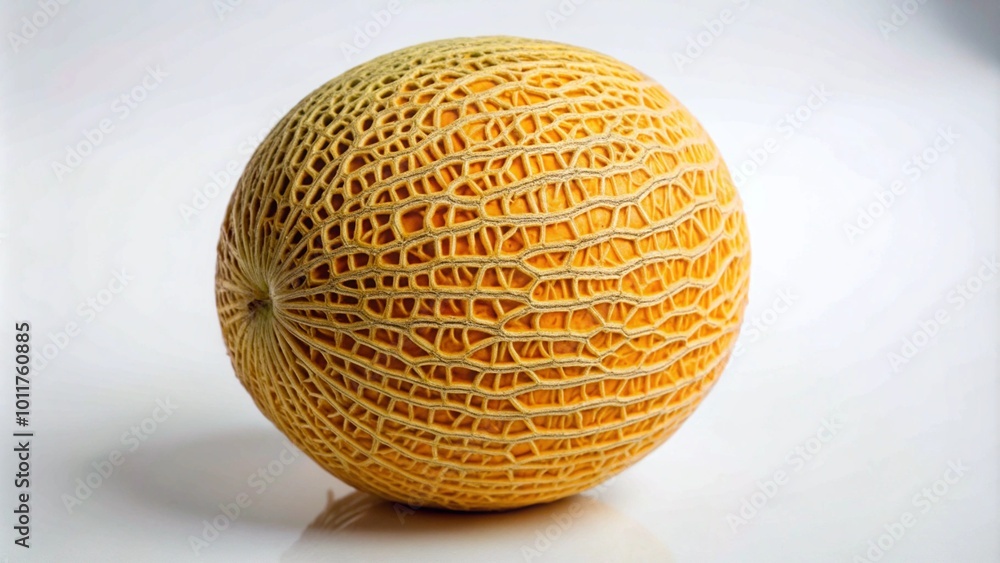 A whole, ripe cantaloupe melon with a smooth, yellow rind and a delicate netting pattern. A whole, ripe cantaloupe melon with a smooth, yellow rind and a delicate netting pattern.