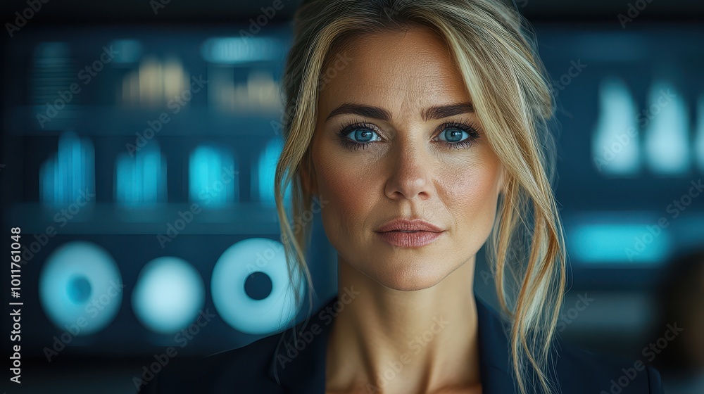 Portrait of a Successful Businesswoman in a High-Tech Office Portrait of a Successful Businesswoman in a High-Tech Office