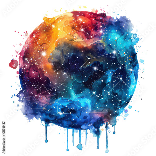 Watercolor Ophiuchus Zodiac Sign Isolated on Transparent or White Background, PNG