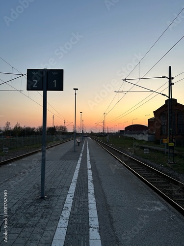 Train tracks at dusk 