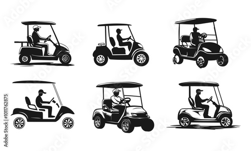 Set of buggy - golf cart illustration logo template, golf cart logo isolated vector
