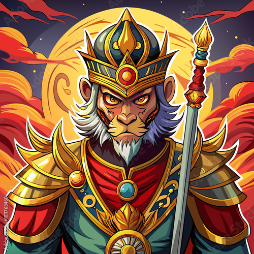 background with a sun wukong