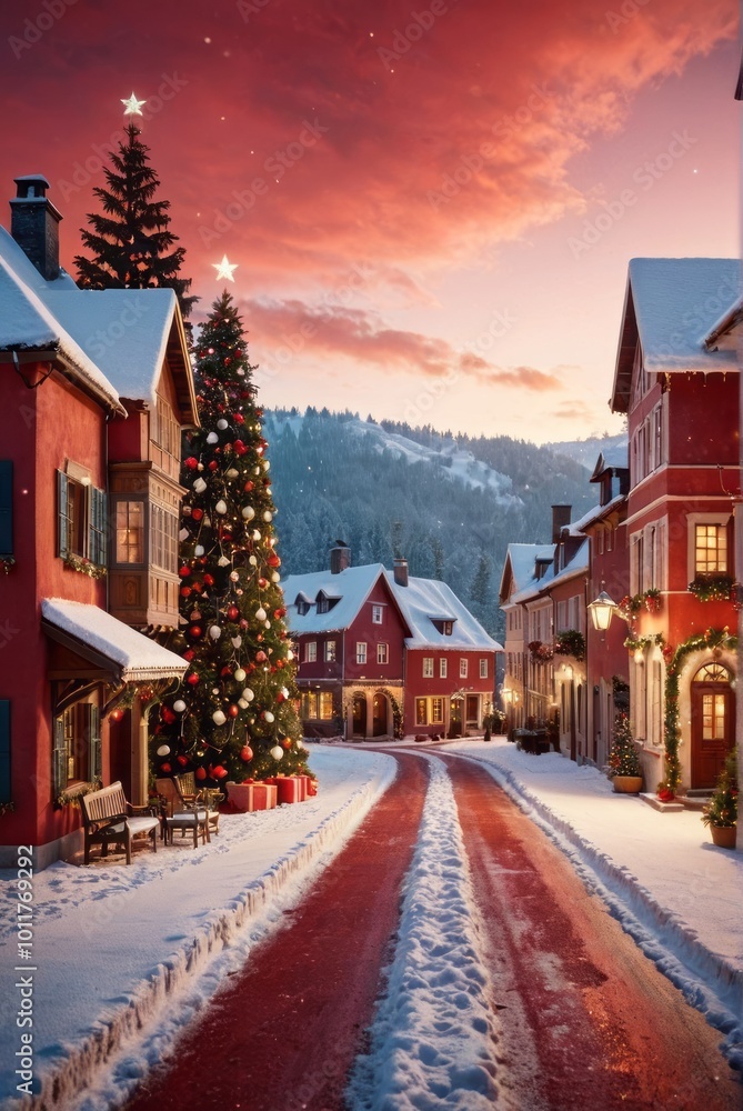 Soft lights and snow on christmas red background christmas background Ultra realistic Photorealistic picturesque scenery Soft lights and snow on christmas red background christmas background Ultra realistic Photorealistic picturesque scenery