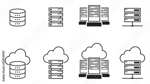 data and server line icon, cloud data line with white background icon vector illustration