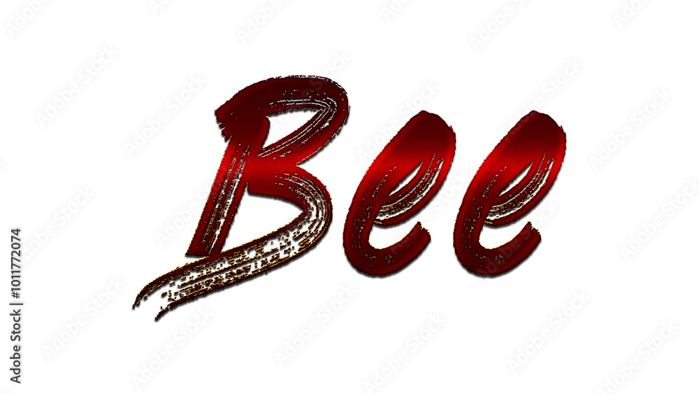 3D blood red word design of Bee on white background. 3D blood red word design of Bee on white background.