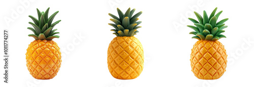 Colorful pineapple isolated on transparent background photo