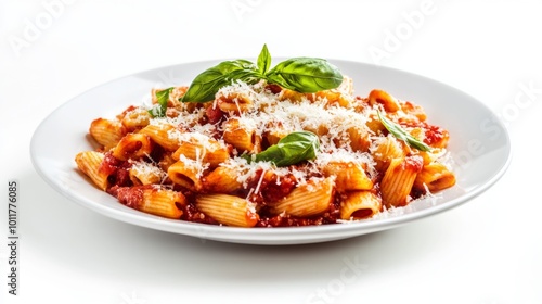 Delicious Pasta Dish with Tomato Sauce and Basil