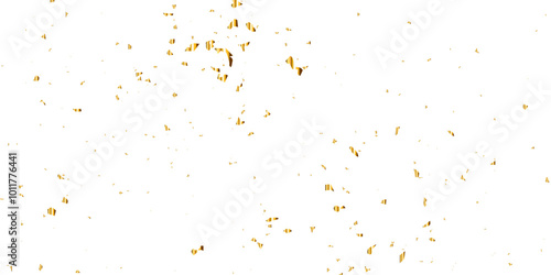 Doted and confetti golden glitter on transparent background. Shiny glittering dust. Gold glitter sparkle confetti that floats down falling. Vector illustration.