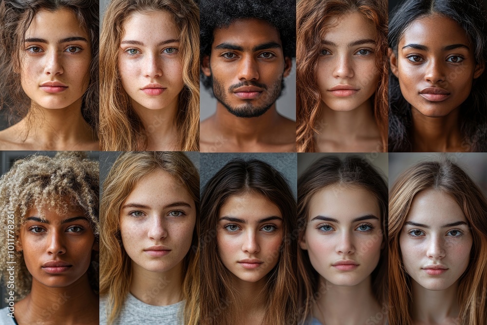People Face Headshot Collage, Generative AI People Face Headshot Collage, Generative AI