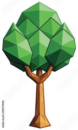 A low-poly vector tree with triangular leaves