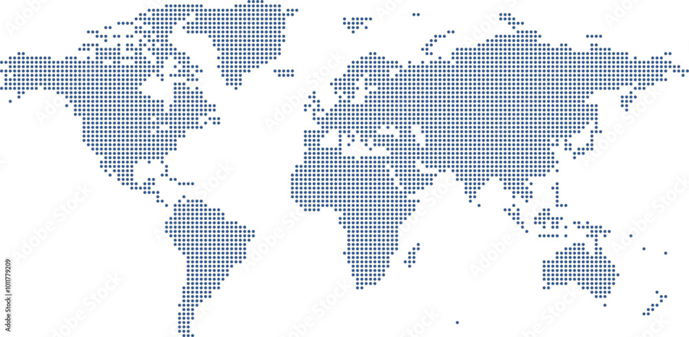 Naklejka premium World Map in Light Blue Gray Silhouette Vector Global Illustration