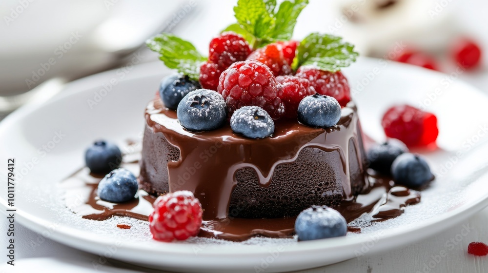 Decadent Chocolate Cake with Berries and Mint Decadent Chocolate Cake with Berries and Mint
