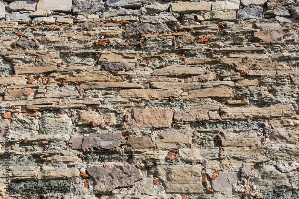 Fragment of stone wall of ancient defensive structure Fragment of stone wall of ancient defensive structure