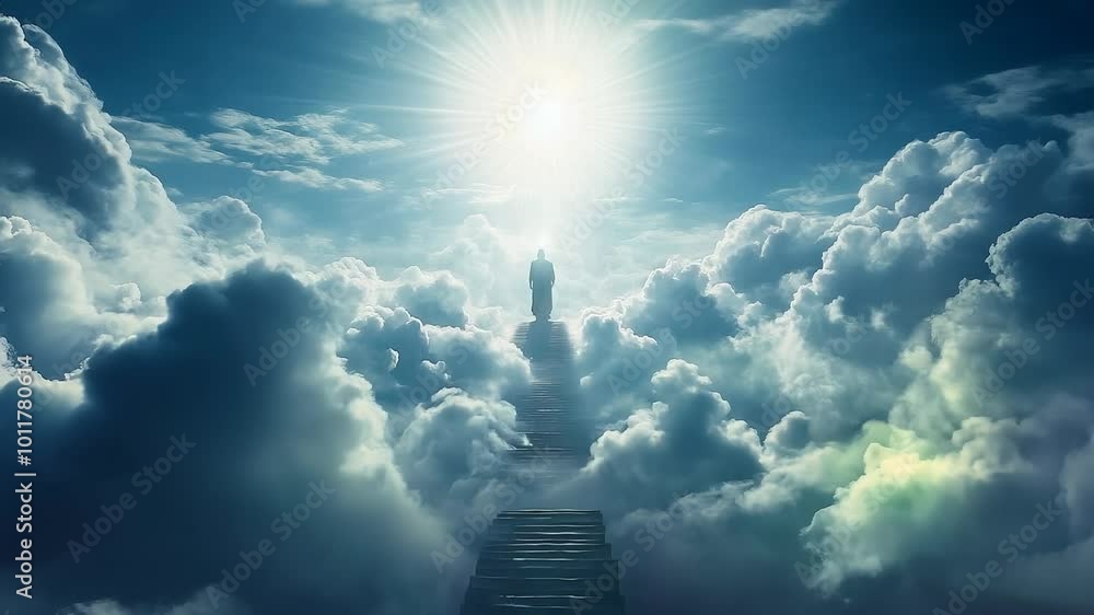 Mystical Journey Through Clouds to Radiant Light Source Mystical Journey Through Clouds to Radiant Light Source