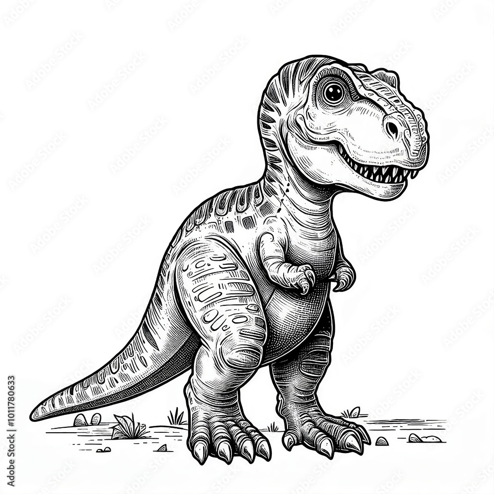 Naklejka premium Dinosaur Coloring Pages for Kids to Enjoy, generative AI
