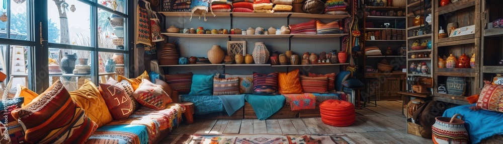 Bohemian market with eclectic decor, vibrant and inviting, Urban, Soft tones, Photograph, Artistic living Bohemian market with eclectic decor, vibrant and inviting, Urban, Soft tones, Photograph, Artistic living