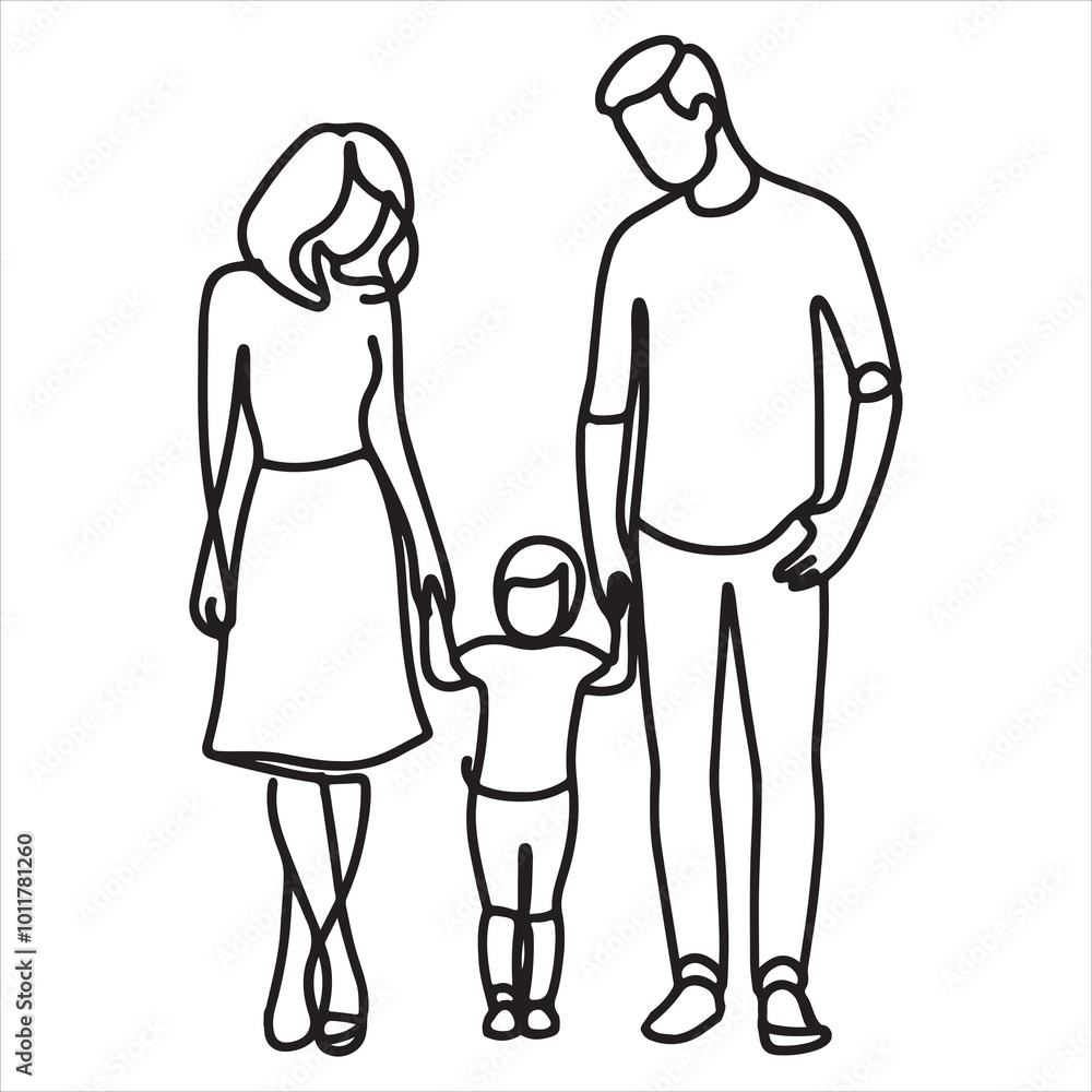 single one line family silhouette on white background
single one line family silhouette on white background