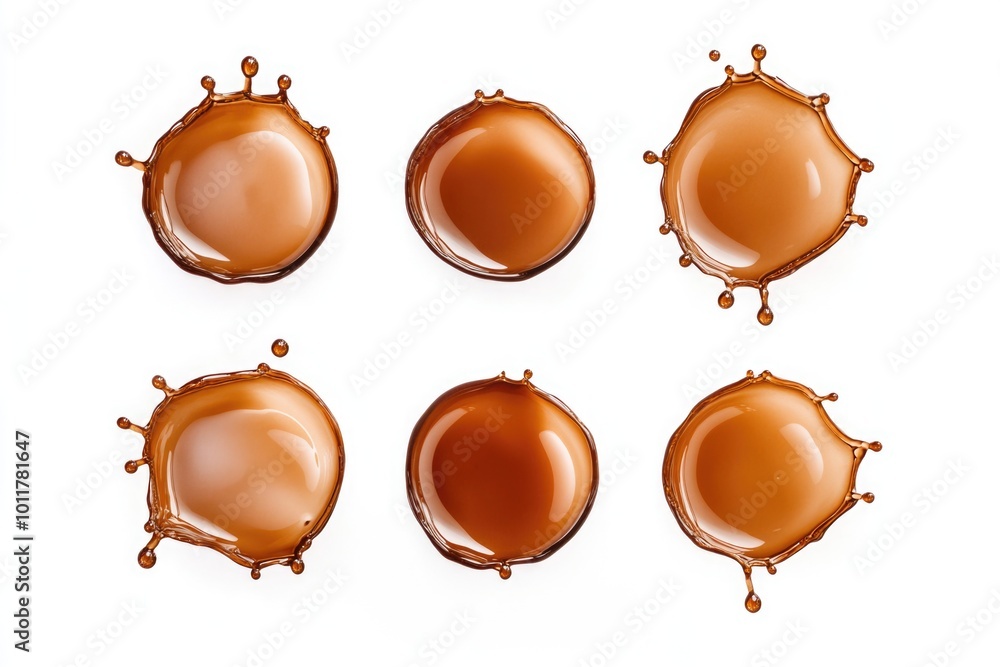 Circular Coffee Splashes on White Background for Design Print, Card, Poster Circular Coffee Splashes on White Background for Design Print, Card, Poster