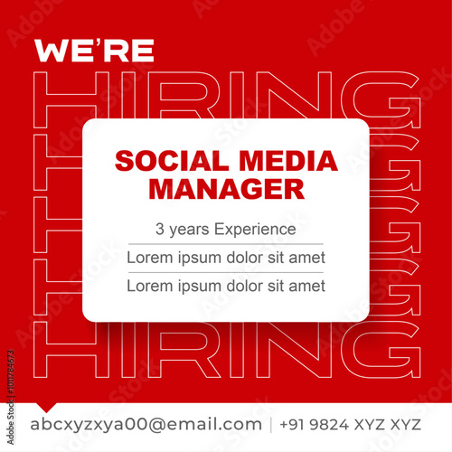 we are hiring. Hiring Job post template, Hiring recruitment open vacancy template advertisement social media design, Vector.