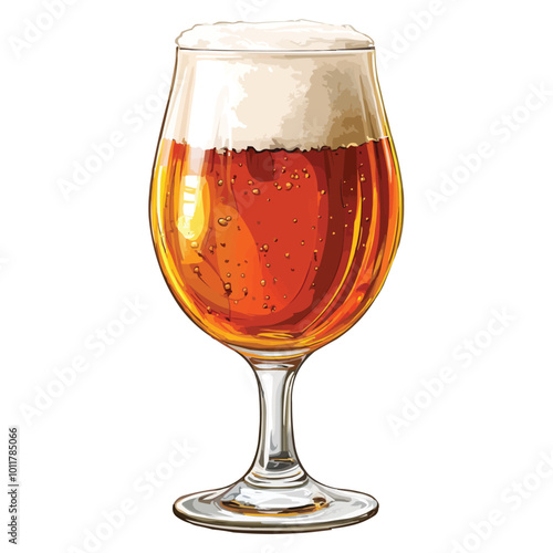 A vector illustration of an amber-colored beer in a glass