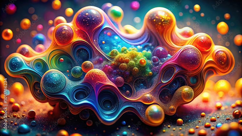 Abstract amoeba shape with organic curves and vibrant colors, perfect for scientific or artistic use