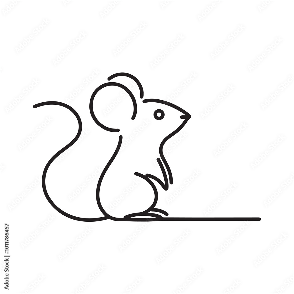 single one line Mouse silhouette on white background
single one line Mouse silhouette on white background