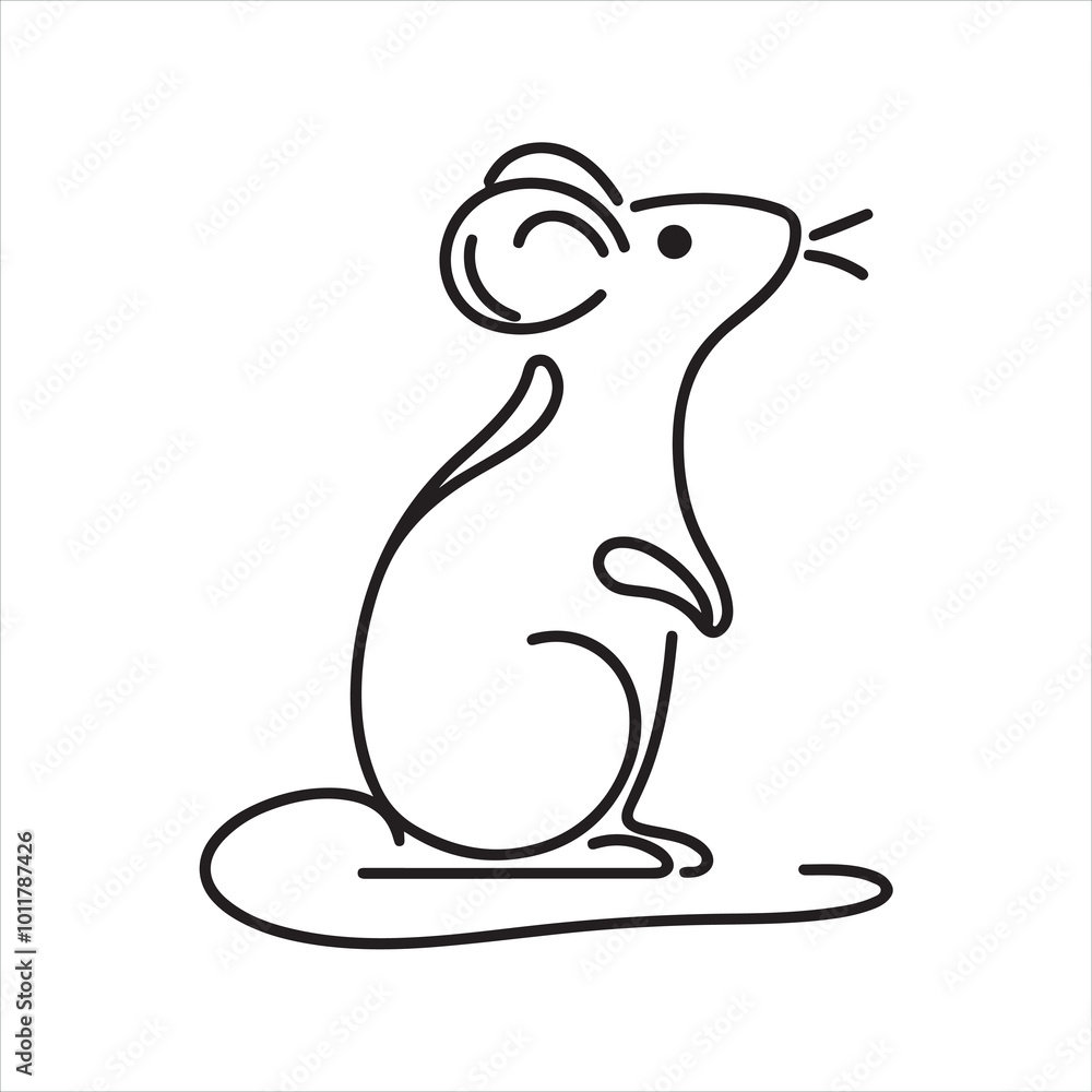 single one line Mouse silhouette on white background
single one line Mouse silhouette on white background