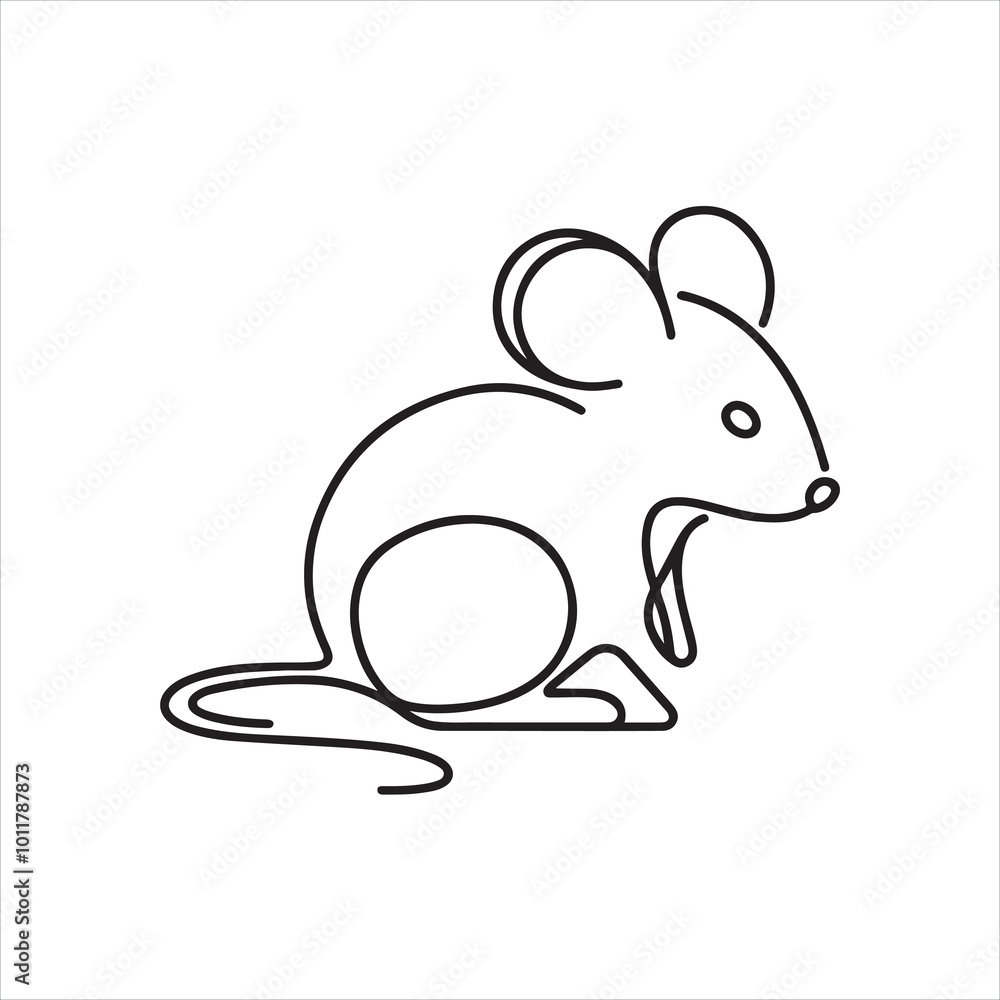 single one line Mouse silhouette on white background
single one line Mouse silhouette on white background