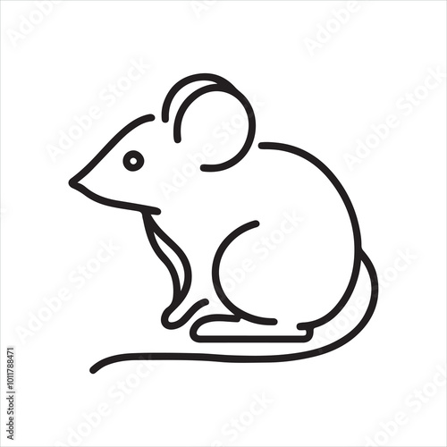 single one line Mouse silhouette on white background
