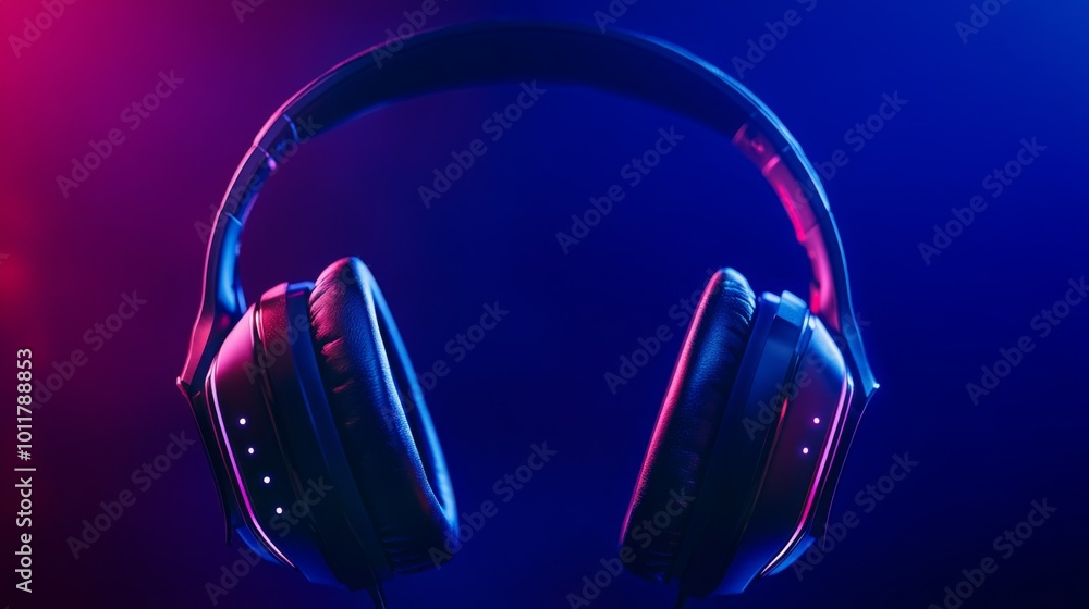 Stylish Headphones in Vibrant Light Effects Stylish Headphones in Vibrant Light Effects