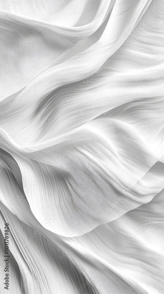 Obraz premium Elegant and soft white fabric flowing in gentle waves, perfect for backgrounds or textures in design.