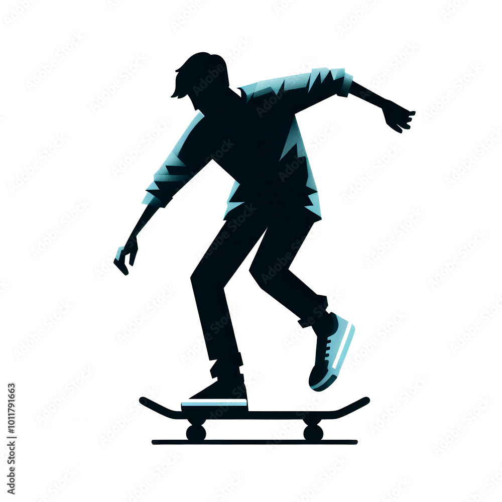 Fototapeta premium Isolated vector illustration of skateboarder on white background. 