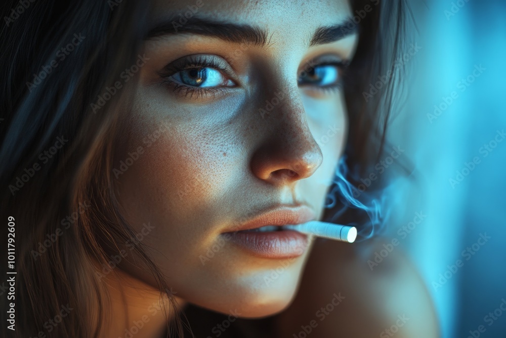 Fototapeta premium Empowered Woman Using Nicotine Patch, Generative AI