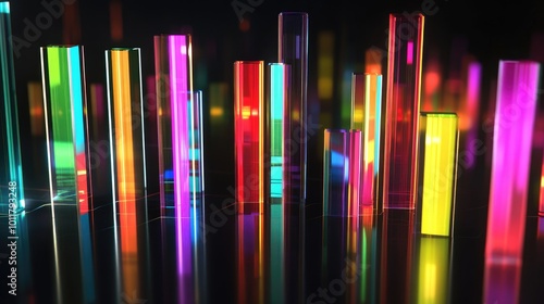 Colorful Abstract Vertical Bars on a Dark Background