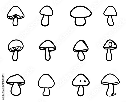 High-quality mushroom silhouette vector illustration perfect for nature-themed designs black and white clean and simple design ideal for digital art and clipart.
