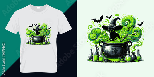 Witch's Brew vector illustration for t shirt design, Halloween greetings card, banner and party theme.