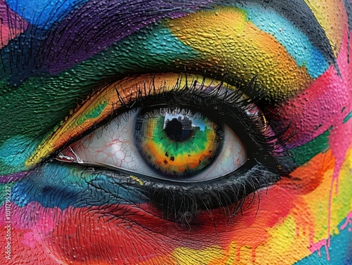 Urban street art culture with vibrant murals, dynamic and artistic, Urban, Bright hues, Photograph, Public art