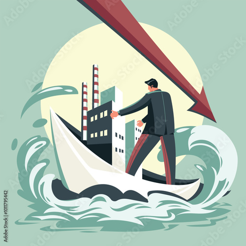 A businessman faced bankruptcy as his company was tossed around, swallowed by the waves on a paper boat
