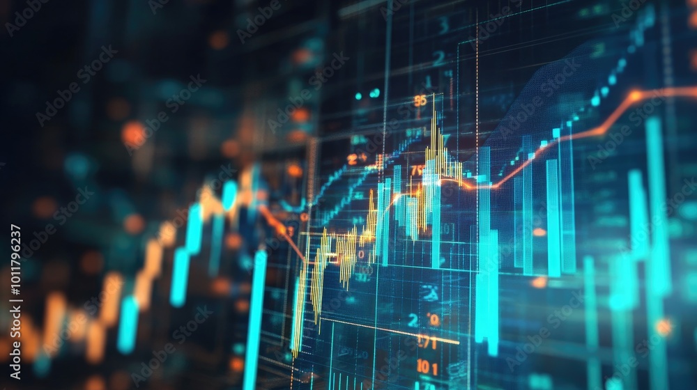Naklejka premium Abstract Finance Data Visualization with Graph Lines