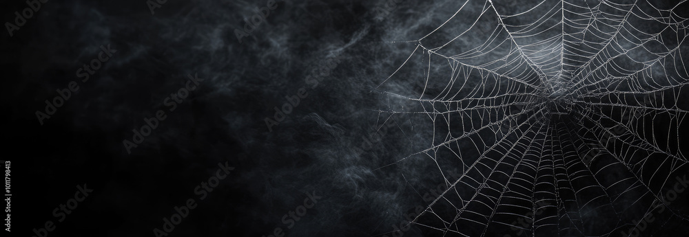 A dark, eerie dark background with subtle gradients and textures, featuring a delicate spider web in the top right corner, creating a spooky and mysterious atmosphere perfect for Halloween. A dark, eerie dark background with subtle gradients and textures, featuring a delicate spider web in the top right corner, creating a spooky and mysterious atmosphere perfect for Halloween.