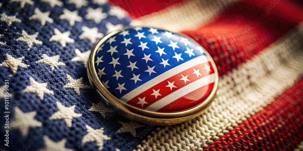 Fototapeta premium A close-up of a classic political campaign button with vintage design and patriotic colors