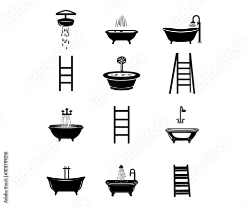 Indoor bathtub logo icon set. Simple set of indoor bathtub logo vector icons for web design on white background
