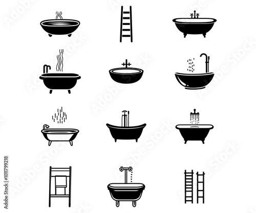 Indoor bathtub logo icon set. Simple set of indoor bathtub logo vector icons for web design on white background
