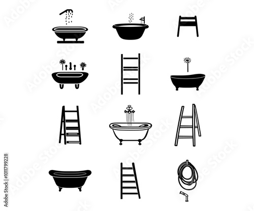 Indoor bathtub logo icon set. Simple set of indoor bathtub logo vector icons for web design on white background
