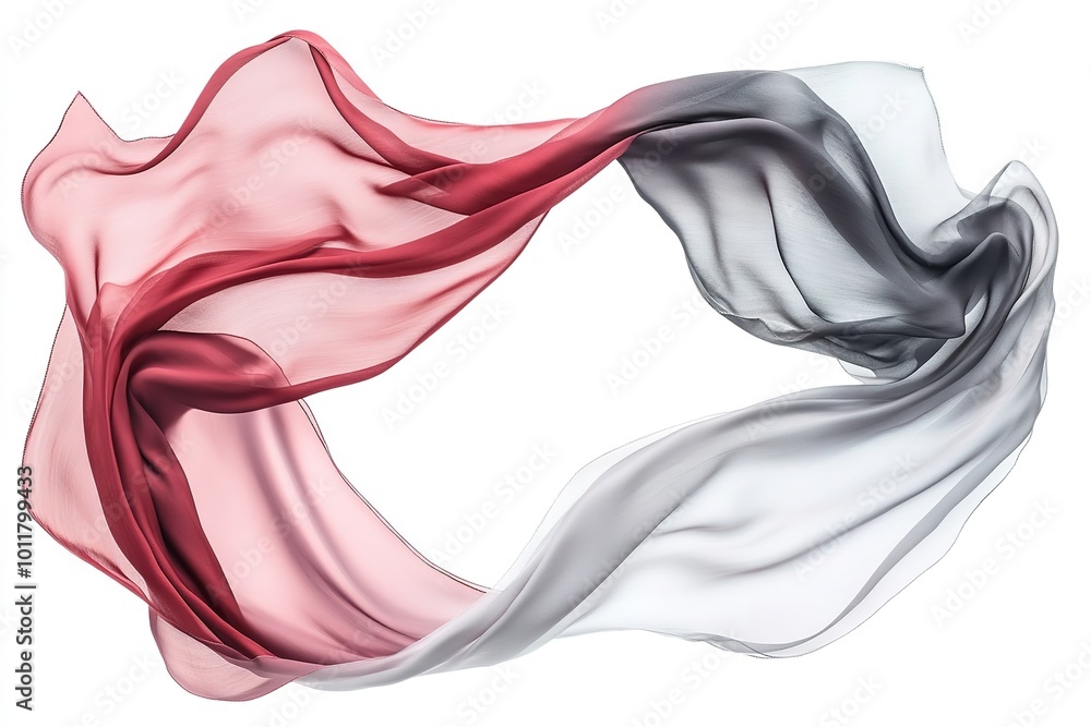 Two long silk satin cloths in the collection, crimson, maroon, grey, and gray. Generative Ai Two long silk satin cloths in the collection, crimson, maroon, grey, and gray. Generative Ai