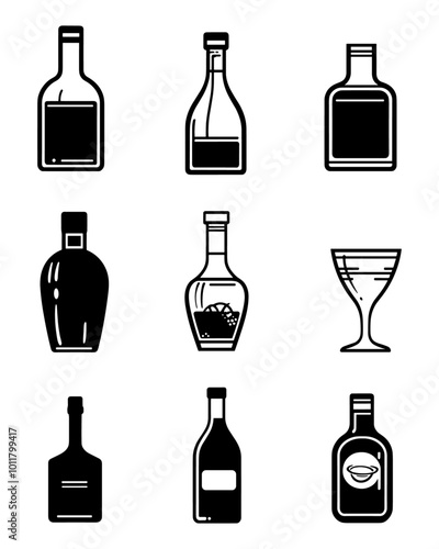 Set Beer bootles logo vector illustration. Emblem design for bar, club and grill. Octoberfest
