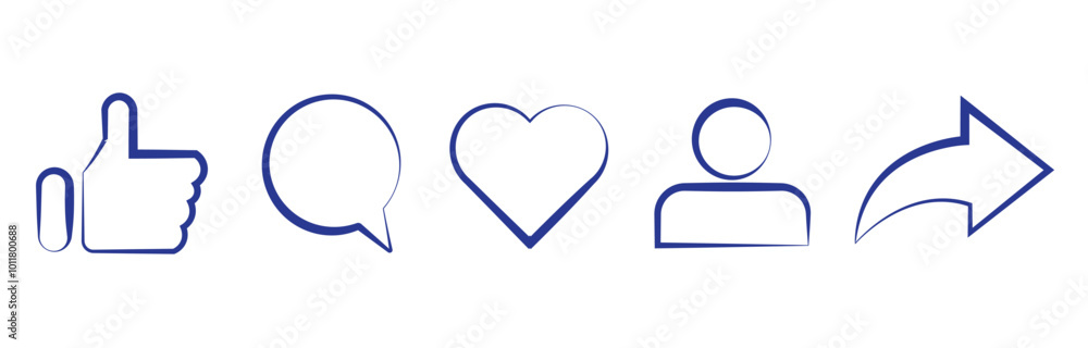 Social media icons thumb up and heart icon with repost and comment. Flat signs icons on white background. eps10 Social media icons thumb up and heart icon with repost and comment. Flat signs icons on white background. eps10