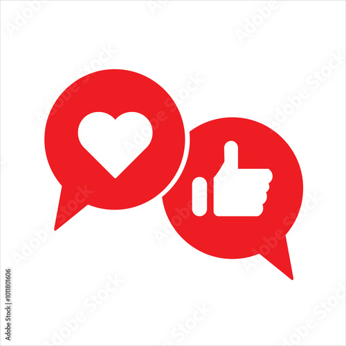 Social media icons thumb up and heart icon with repost and comment. Flat signs icons on white background. eps10