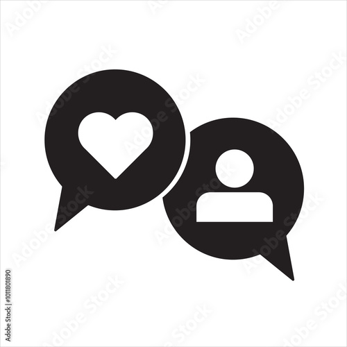 Social media icons thumb up and heart icon with repost and comment. Flat signs icons on white background. eps10